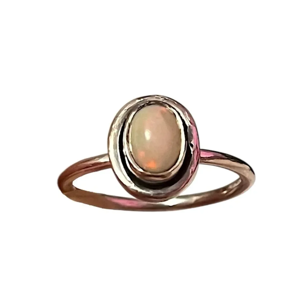 Genuine Ethiopian Opal Sterling Silver Ring Size 7
